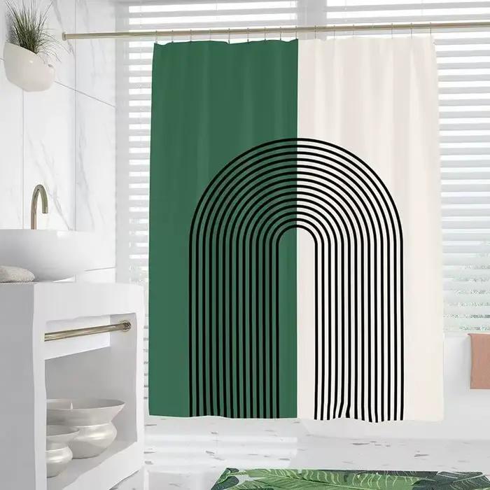 Rideaux de douche de salle de bain, imperméable, épais, avec crochets, œillets métalliques antirouille, motif de feuilles