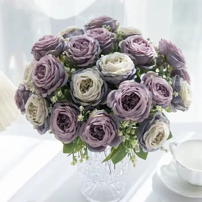 Fleurs artificielles pivoine maison chambre bonsaï décoration festival couronnes mariage photographie fond mur accessoires Brouque