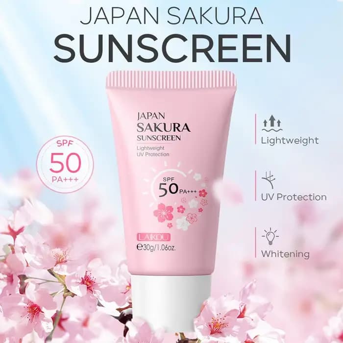 Crème solaire LAIKOU Sakura - Protection UV longue durée SPF50+ Rafraîchissante et hydratante pour le visage/le corps