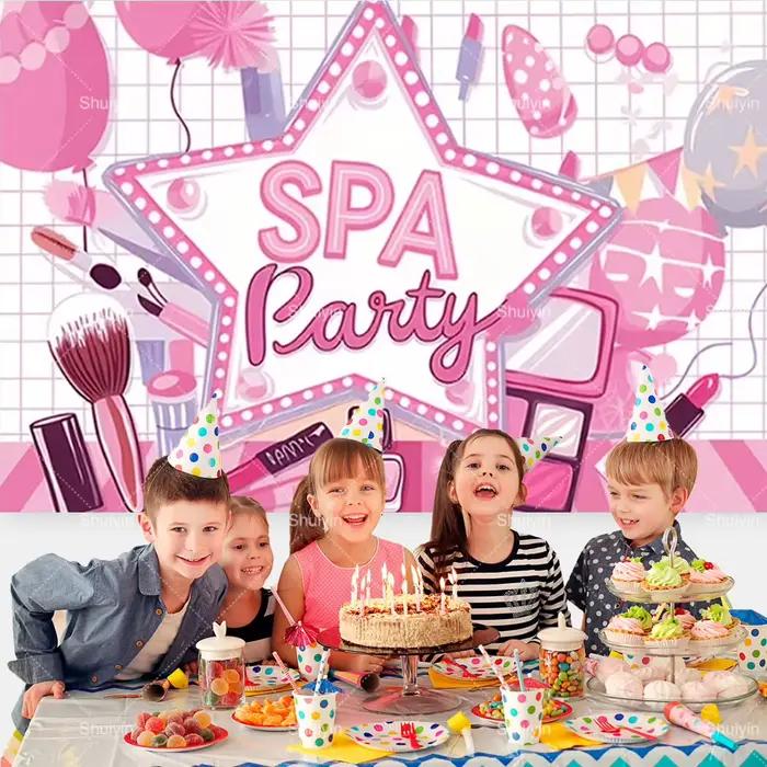 Décorations d'anniversaire sur le thème du spa et du maquillage rose, toile de fond pour la décoration de salle de soins de beauté et de cosmétiques pour femmes, accessoire photo pour portrait de fill