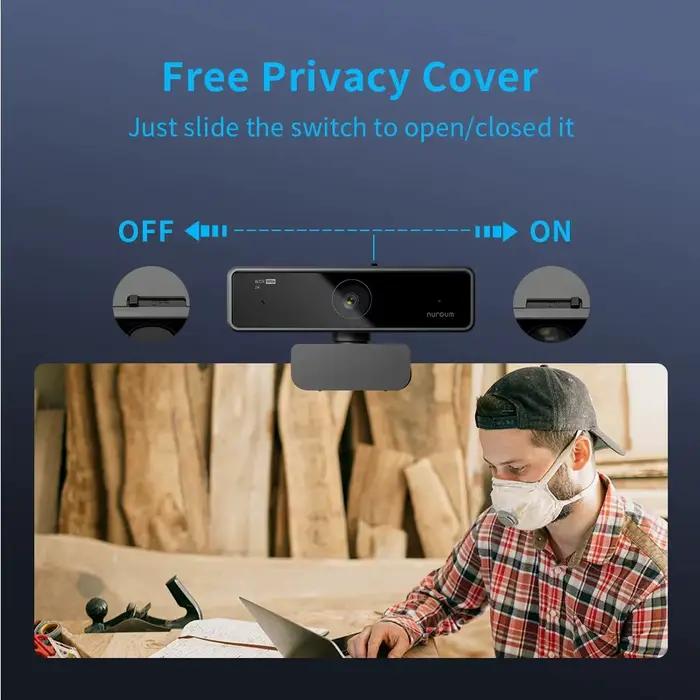NUROUM V11 Webcam 1080P 60FPS prend en charge la caméra USB mini avec double micro à suppression de bruit 2K 30FPS pour ordinateur portable, Zoom, streaming et appels vidéo