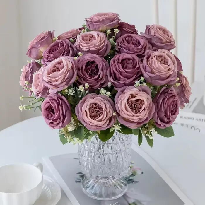 Fleurs artificielles pivoine maison chambre bonsaï décoration festival couronnes mariage photographie fond mur accessoires Brouque