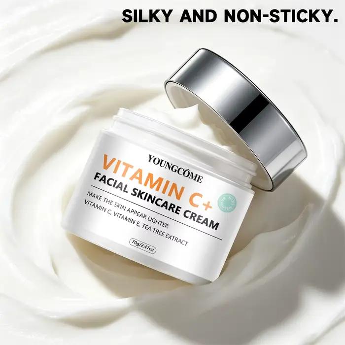 Crème hydratante pour le visage à la vitamine C avec extrait d'arbre à thé et vitamine E, crème hydratante quotidienne pour tous types de peau, boostant l'éclat du visage