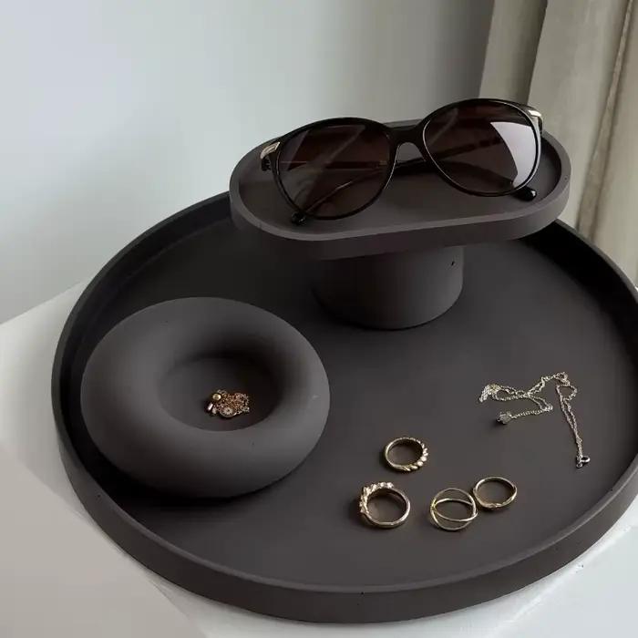 Grand moule en silicone pour plateau rond, grande taille, pour fruits, plateau de service, moule en béton, plaque ronde, moule pour ciment, époxy, argile, plâtre