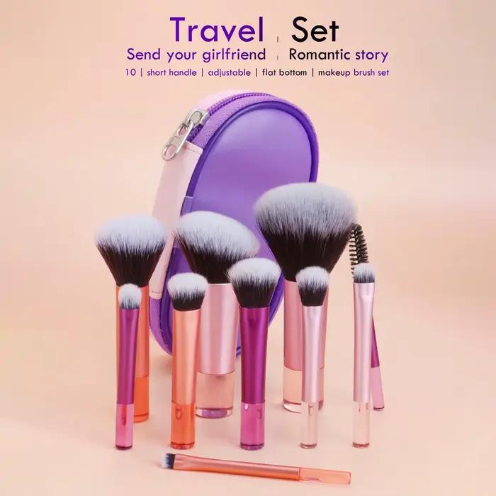 Lot de 10 mini-pinceaux de maquillage professionnels pour poudre