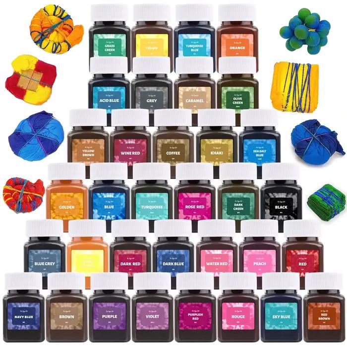 Poudre de teinture pour tissu, 30/50ml, 24 couleurs, Pigments reconditionnés pour vêtements anciens, changement de couleur gratuit pour vêtements en coton et Nylon, teinture de cravate