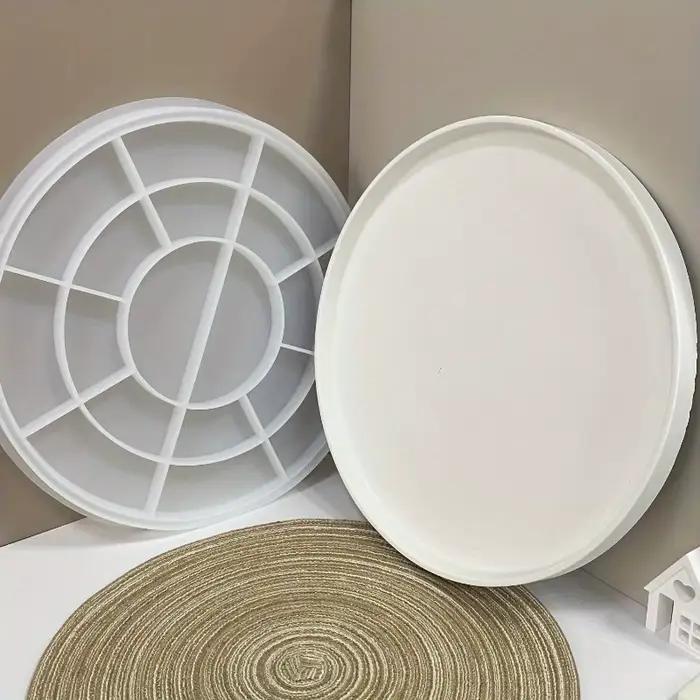 Grand moule en silicone pour plateau rond, grande taille, pour fruits, plateau de service, moule en béton, plaque ronde, moule pour ciment, époxy, argile, plâtre