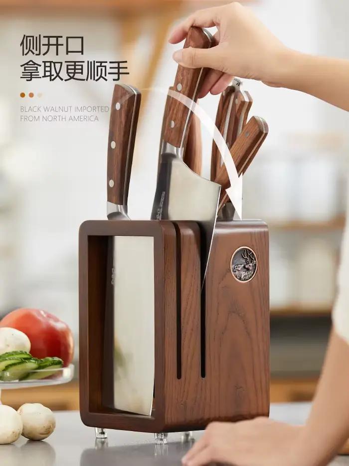 Support de rangement pour couteaux en bois massif, comptoir de cuisine, base de couteau domestique, ventilation, anti-moisissure, étui à couteaux de drainage