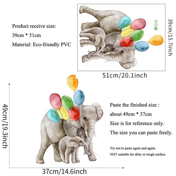 Autocollant mural en forme d'éléphant en ballon de dessin animé, décoration de chambre d'enfant, fond de chambre, décoration de la maison, autocollants artistiques, papier peint pour chambre d'enfant