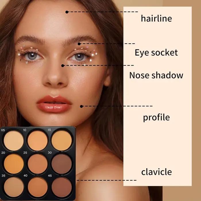 Palette de contour de poudre de 9 couleurs