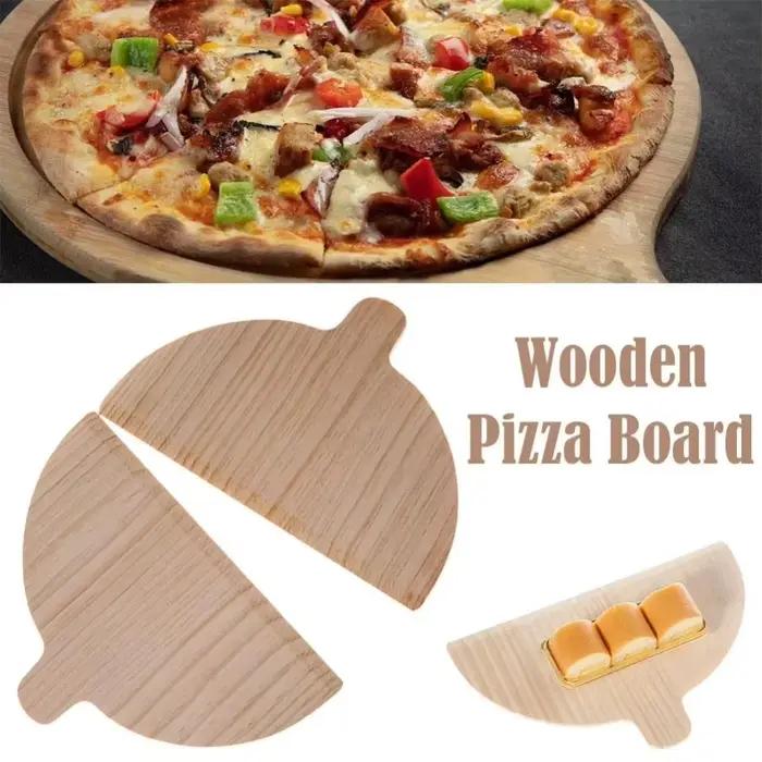 Planche à Pizza demi-ronde en bambou, Gadget de cuisine épais, pelle à Pizza en bois de bambou avec poignée, plateau à fruits pour pain et Sushi, 2 pièces