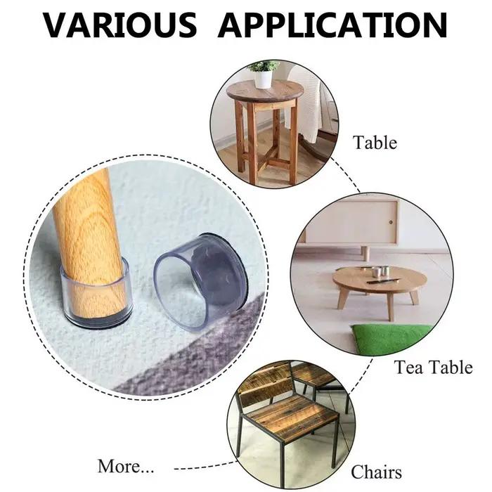 Chaussettes de protection antidérapantes en silicone pour pieds de table et de chaise