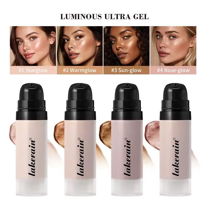 Fond de teint brillant Super Gel léger rosée polyvalent llluminateur apprêt hydratant nourrir