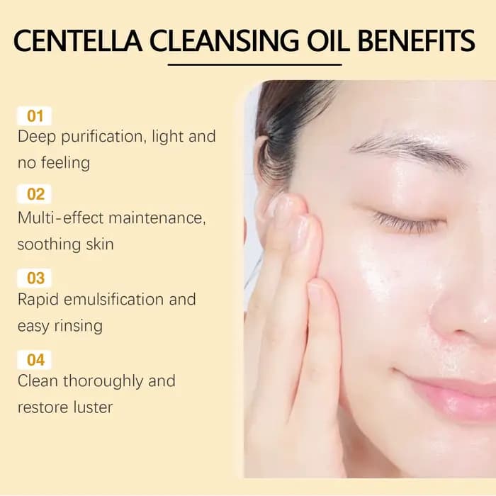 Centella huile nettoyante démaquillante nettoyage du visage doux hydratant vitamine E contrôle de l'huile rétrécissement des Pores produits de soins de la peau