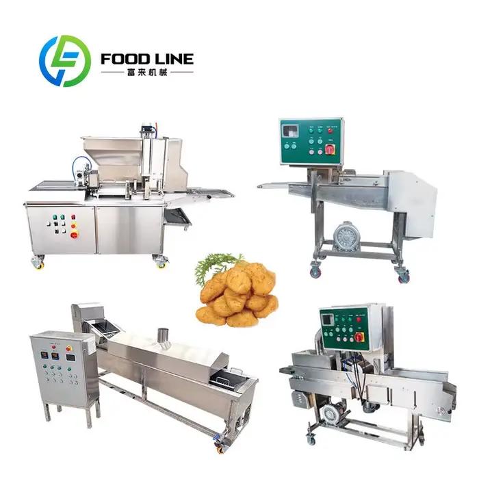 FOODLINE Ligne de production de nuggets de poulet personnalisés, machine à mélanger la farine, la poudre de pain, la pulpe et la panure, ligne de production de filets de crevettes