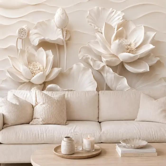 Salon, Chambre à coucher, Fond TV, Papier peint mural floral 3D, Grand papier peint décoratif pour la maison, Colle pour papier peint nécessaire