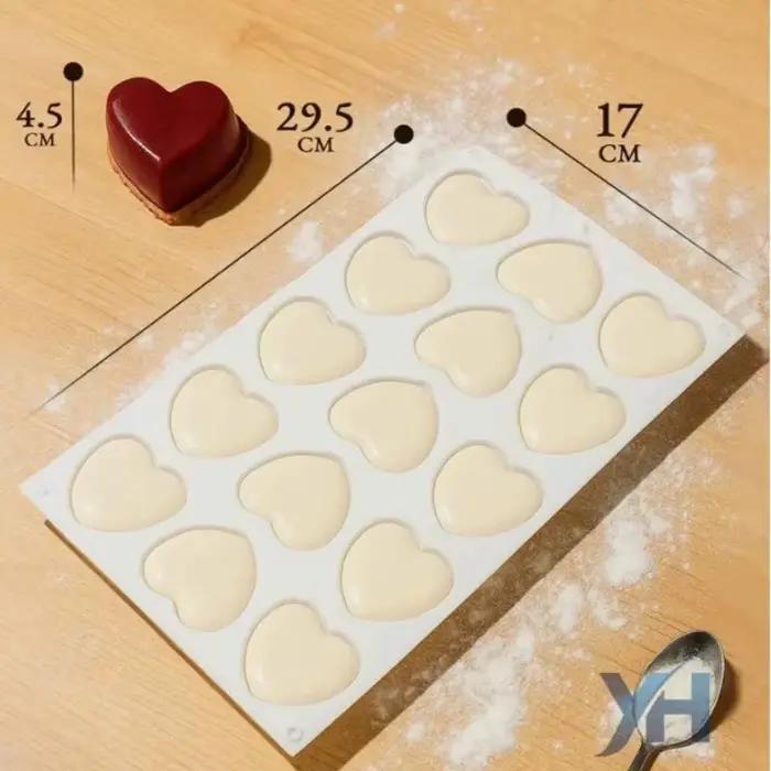 Moules de cuisson en Silicone au chocolat en forme de cœur, pour Dessert français, Mousse, pâtisserie, Fondant, bonbons, gommeux, décoration de gâteau, ustensiles de cuisson