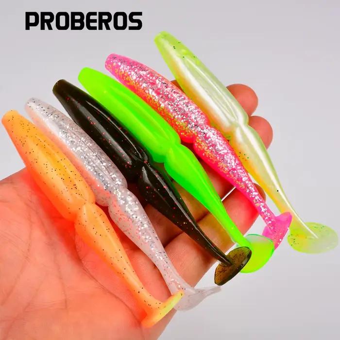 Proberos 4 leurres souples en silicone en forme de ver Shad, 10 cm, 12 g, avec queue en T, pour la pêche sportive