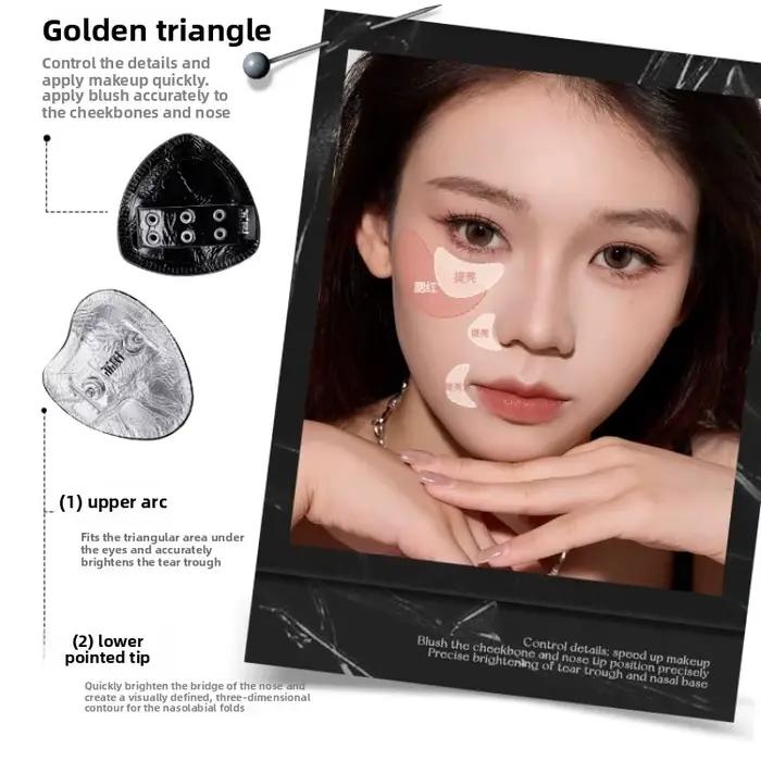 Lishu 2 pièces Punk noir argent maquillage poudre bouffée Kit pouce Mini doux sec et humide