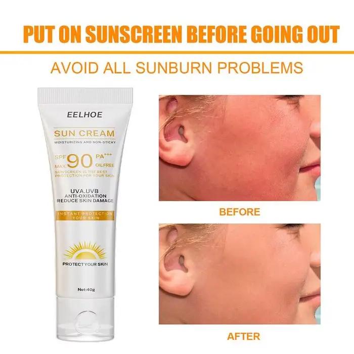 Crème solaire pour le visage SPF90+, crème solaire hydratante pour le visage et le corps, crème de protection cutanée anti-graisse et imperméable, soins de la peau