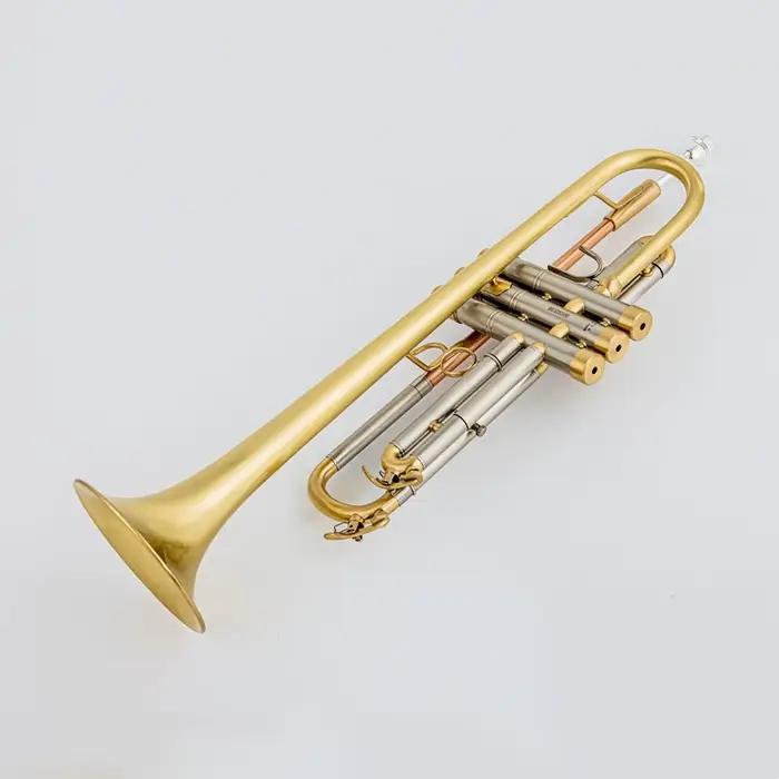 LR180S37-Trompent Sib Plate en Laiton Peinte Or, Anneau Musical Exquis et Durable, Embouchure, Gants, Étui à Sangle