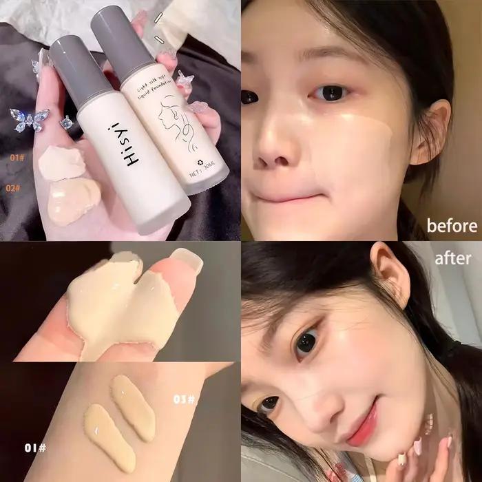 Le fond de teint liquide illumine naturellement le maquillage