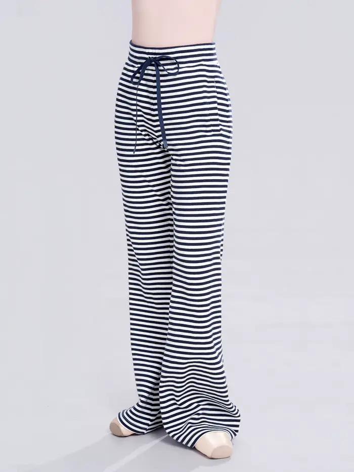 Pantalon de danse évasé pour femme, pantalon de yoga rayé, pantalon de sport pour ballet et jazz