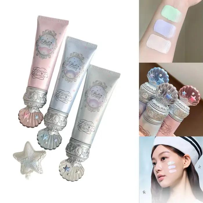 Flower Knows 2025 Shell's Jewel Radiance Primer Base de maquillage éclaircissante longue durée Hydratant Non Cakey Vegan Cruelty Free