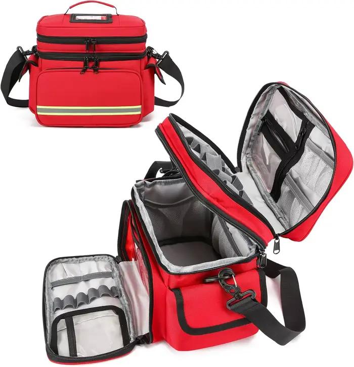 Sac médical double couche, sac de premiers secours vide, sac de traumatologie d'urgence vide, organisateur de premiers intervenants pour infirmières, soins de santé à domicile