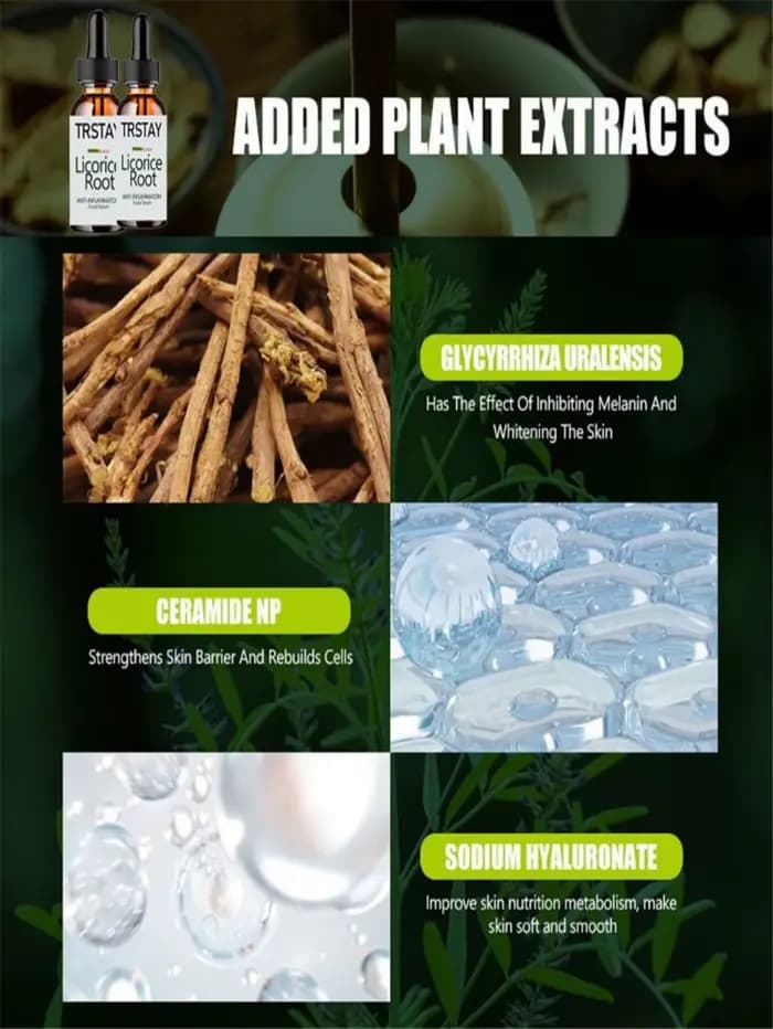 Extrait d'herbes réglisse essence anti-inflammatoire soin en profondeur