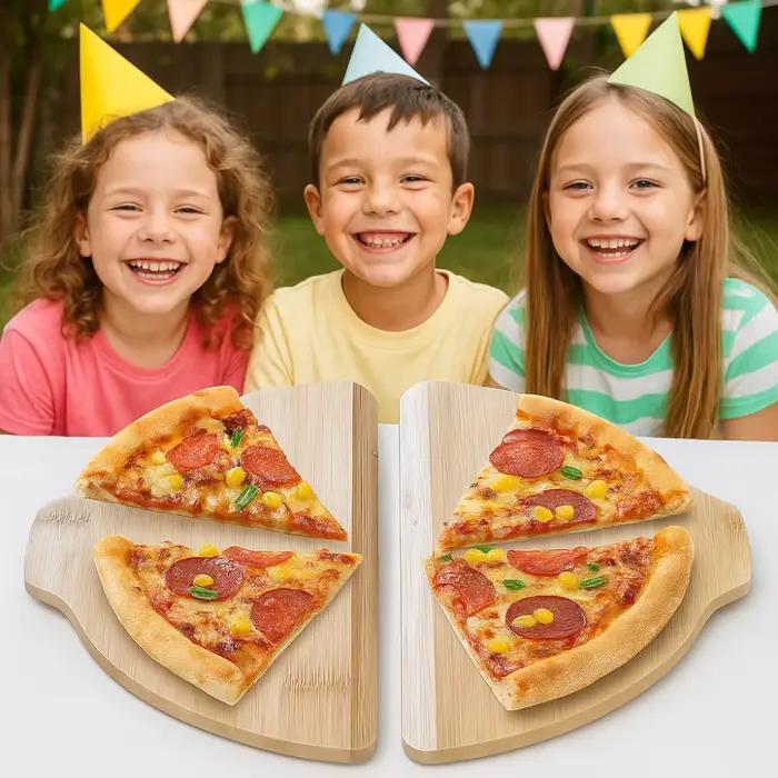 Planche à Pizza demi-ronde en bambou, Gadget de cuisine épais, pelle à Pizza en bois de bambou avec poignée, plateau à fruits pour pain et Sushi, 2 pièces