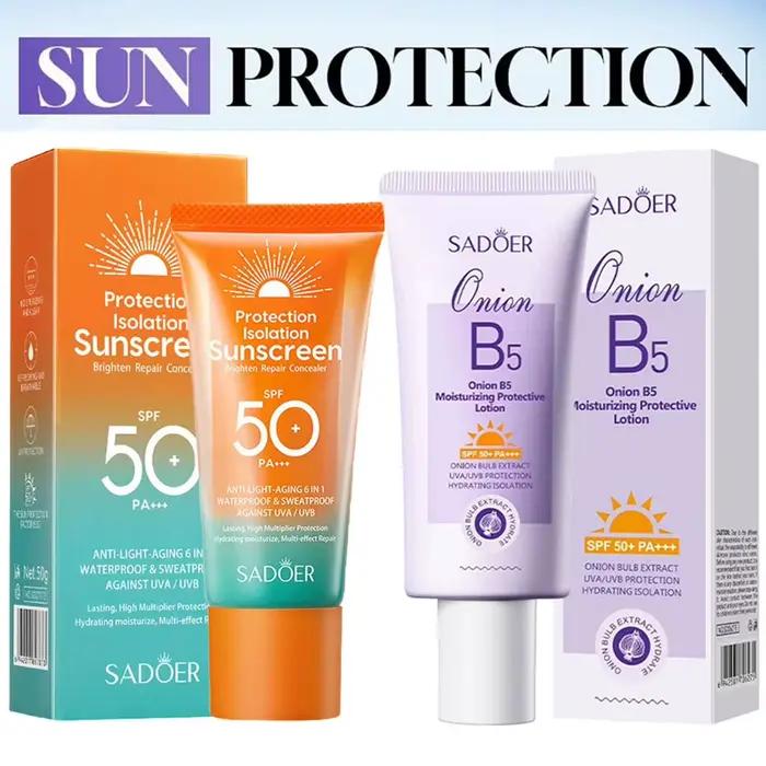 Crème solaire visage SPF50 PA+++ 50g, protection antioxydante UVA/UVB, résistante à l'eau et à la transpiration pour l'extérieur, non grasse