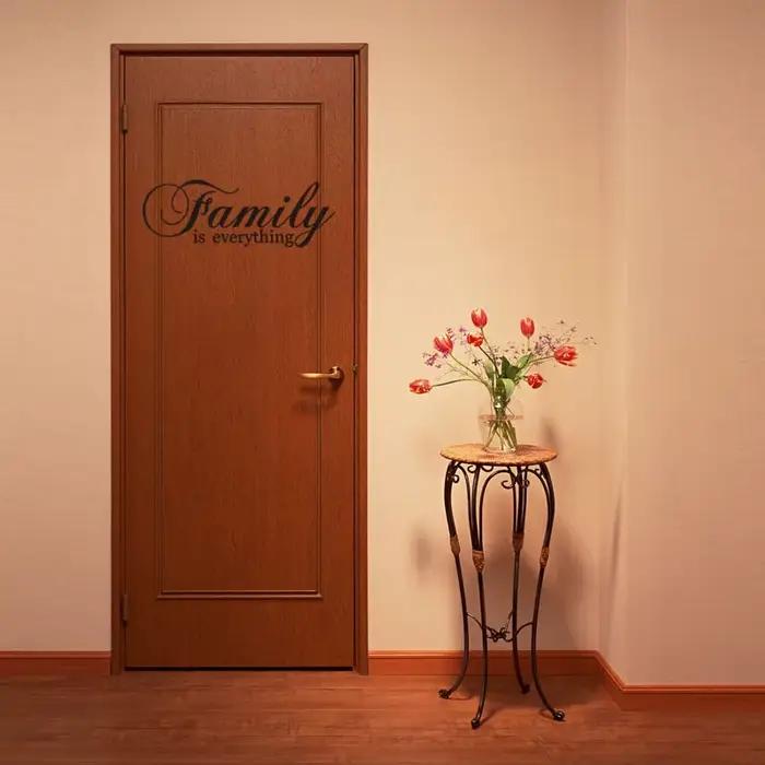 Autocollant mural inspirant « Family Is Rverything » pour salon, chambre à coucher, décoration de la maison, autocollants de porte, affiche