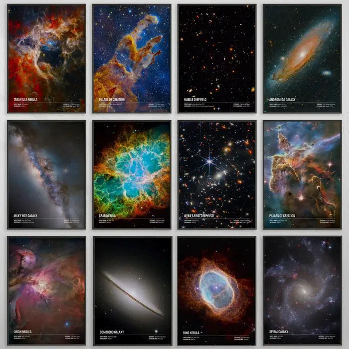 Photographie spatiale de la NASA, art mural du télescope spatial James Webb, affiche d'astronomie de la NASA, impression du système solaire et de l'espace, art James Webb