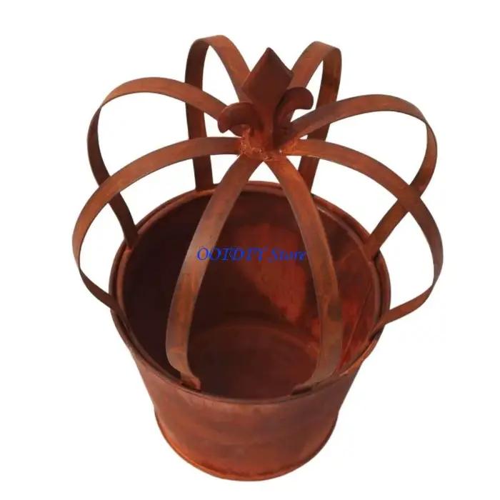 Pot fleur en forme couronne 367A, conteneur détachable pour décoration jardin balcon