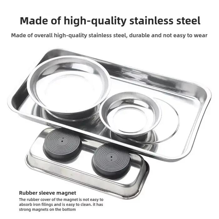 Bol magnétique carré, durable avec plateau de pièces magnétique en acier inoxydable pour un accès facile et une prévention de la perte de pièces