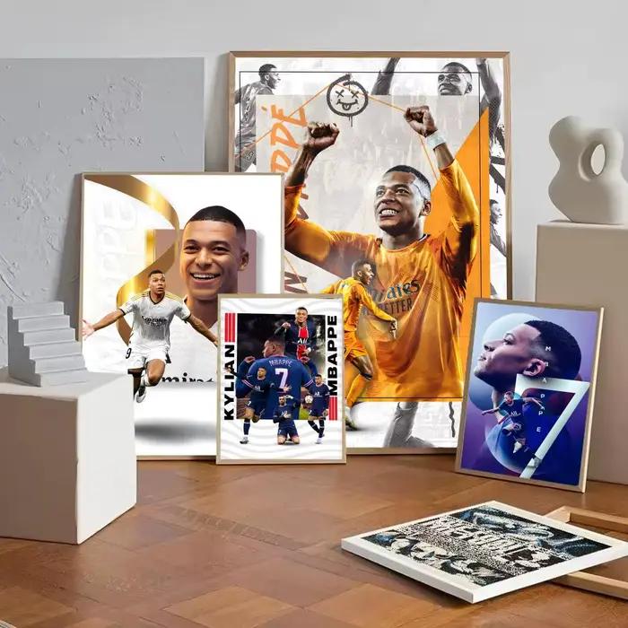 Affiche de la star du football M-Mbappe, autocollants décoratifs d'art mural, impression photo pour la décoration de la maison, du salon et du couloir