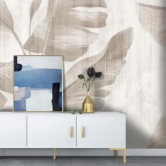 Papier peint Mural personnalisé 3D, Style nordique rétro, plantes, Grain De bois, salon, chambre à coucher, fond De télévision