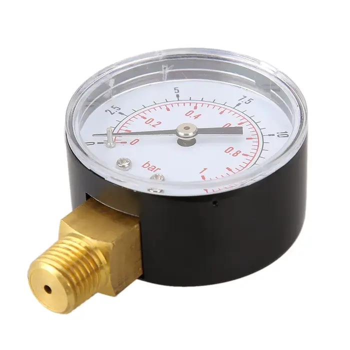 Manomètre à cadran domestique, manomètre basse pression pour carburant, air, hydraulique, 0/15 PSI, 0/1 Bar, 1/4 Béventuelles T, testeur de pression d'eau, d'huile et de gaz, 50mm