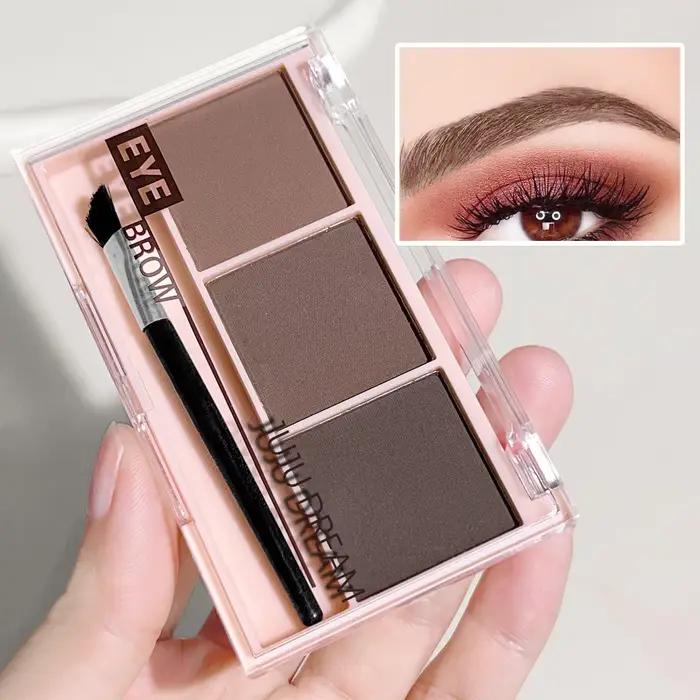 Poudre à sourcils tricolore ombre forme de sourcil tridimensionnelle imperméable et résistante à la sueur