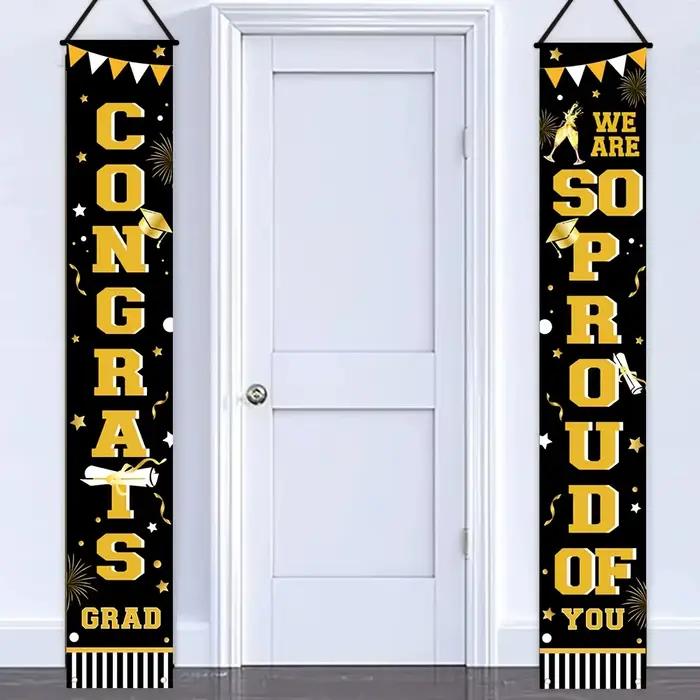 Toile de fond pour fête de remise des diplômes sur le thème noir et or, toile de fond décorative pour cérémonie de remise des diplômes