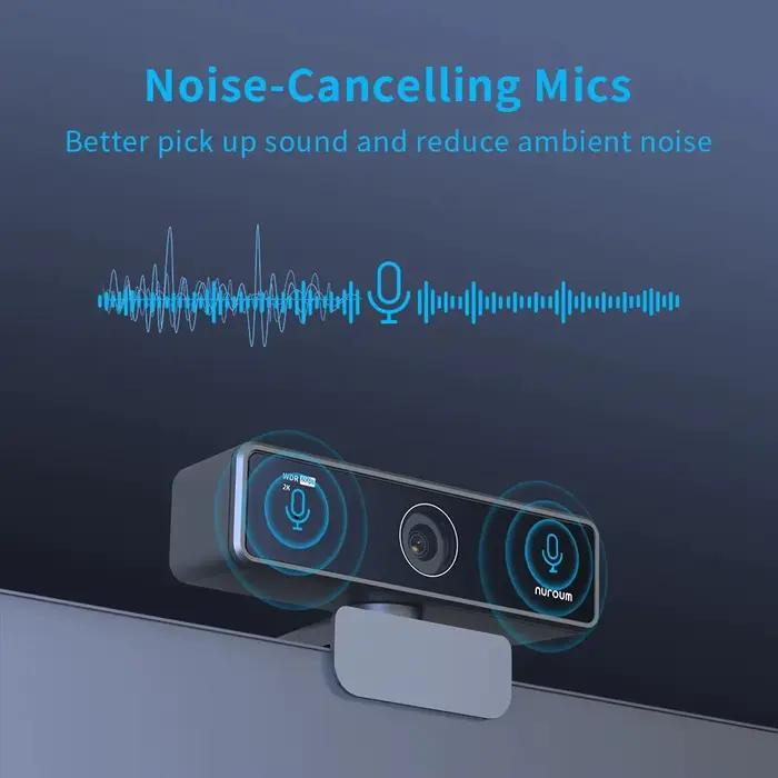NUROUM V11 Webcam 1080P 60FPS prend en charge la caméra USB mini avec double micro à suppression de bruit 2K 30FPS pour ordinateur portable, Zoom, streaming et appels vidéo