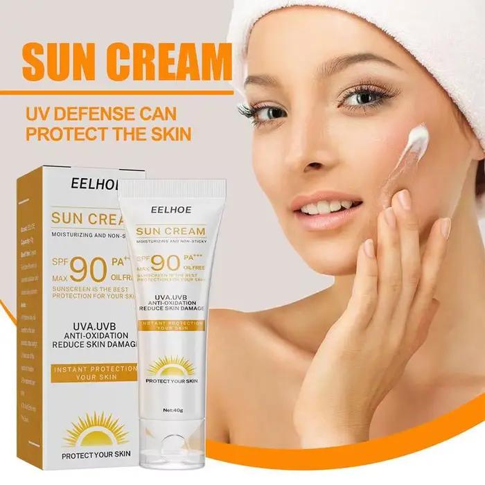 Crème solaire pour le visage SPF90+, crème solaire hydratante pour le visage et le corps, crème de protection cutanée anti-graisse et imperméable, soins de la peau