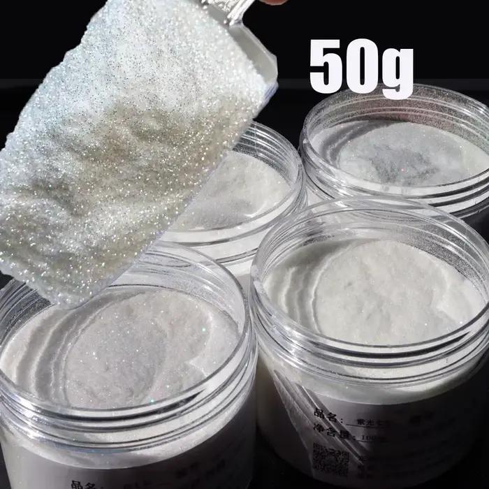 Poudre de paillettes féerique irisée blanche