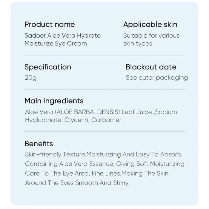 SAODER Aloe Vera crème pour les yeux Anti cernes sacs