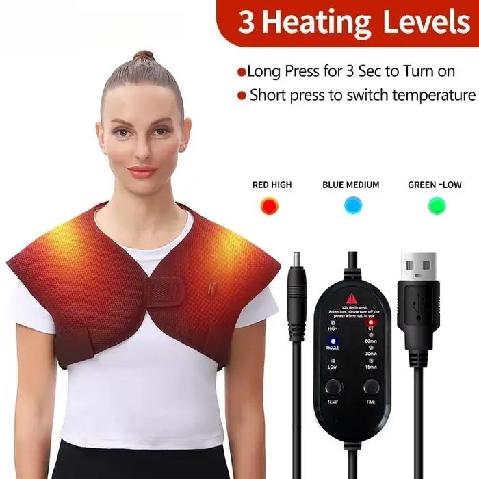 Gilet chauffant électrique pour les épaules et le dos, compresse chaude pour la relaxation musculaire, idéal pour le sommeil en hiver