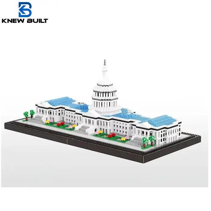 KNEW BUILT Capitol City Construction Maison Blanche Micro Blocs de Construction US Mini Architecture Adulte Enfants Jouets Assembler Des Briques