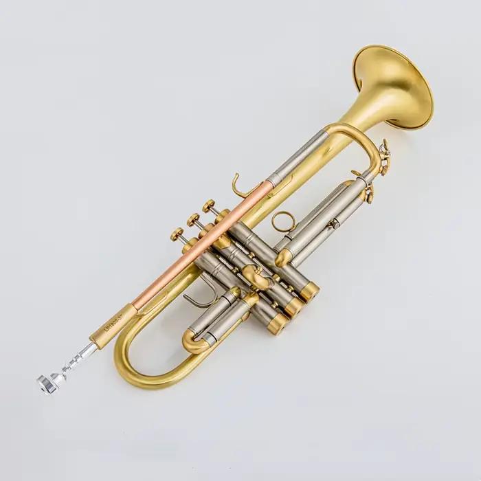 LR180S37-Trompent Sib Plate en Laiton Peinte Or, Anneau Musical Exquis et Durable, Embouchure, Gants, Étui à Sangle