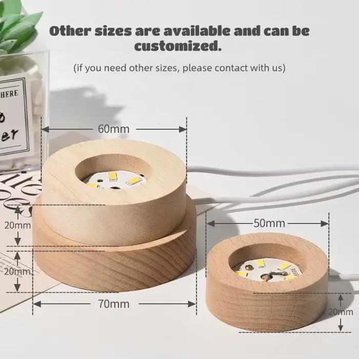 Base boule en bois massif, décoration de maison, ronde, carrée, tactile, charge USB, télécommande enfichable, émettant de la lumière, veilleuse