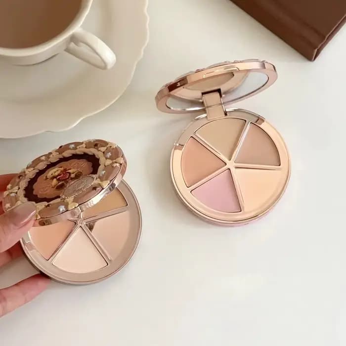 Flower Knows Sweetie Bear Palette Correcteur 4 Couleurs Longue Tenue Haute Couvrance Texture Crémeuse Résistant À Leau Maquillage